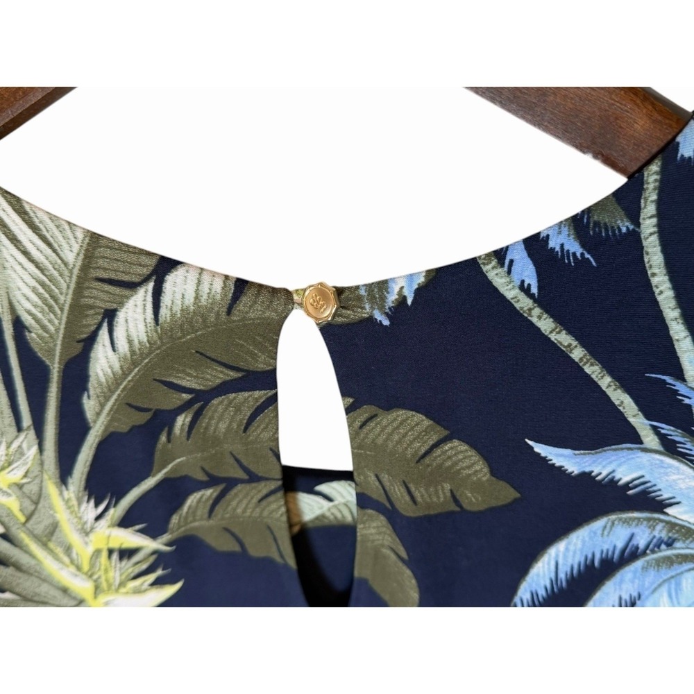 Tommy Bahama XL Tropical Palm Print Faux Wrap Maxi Dress Navy Blue Sleeveless - Picture 9 of 11